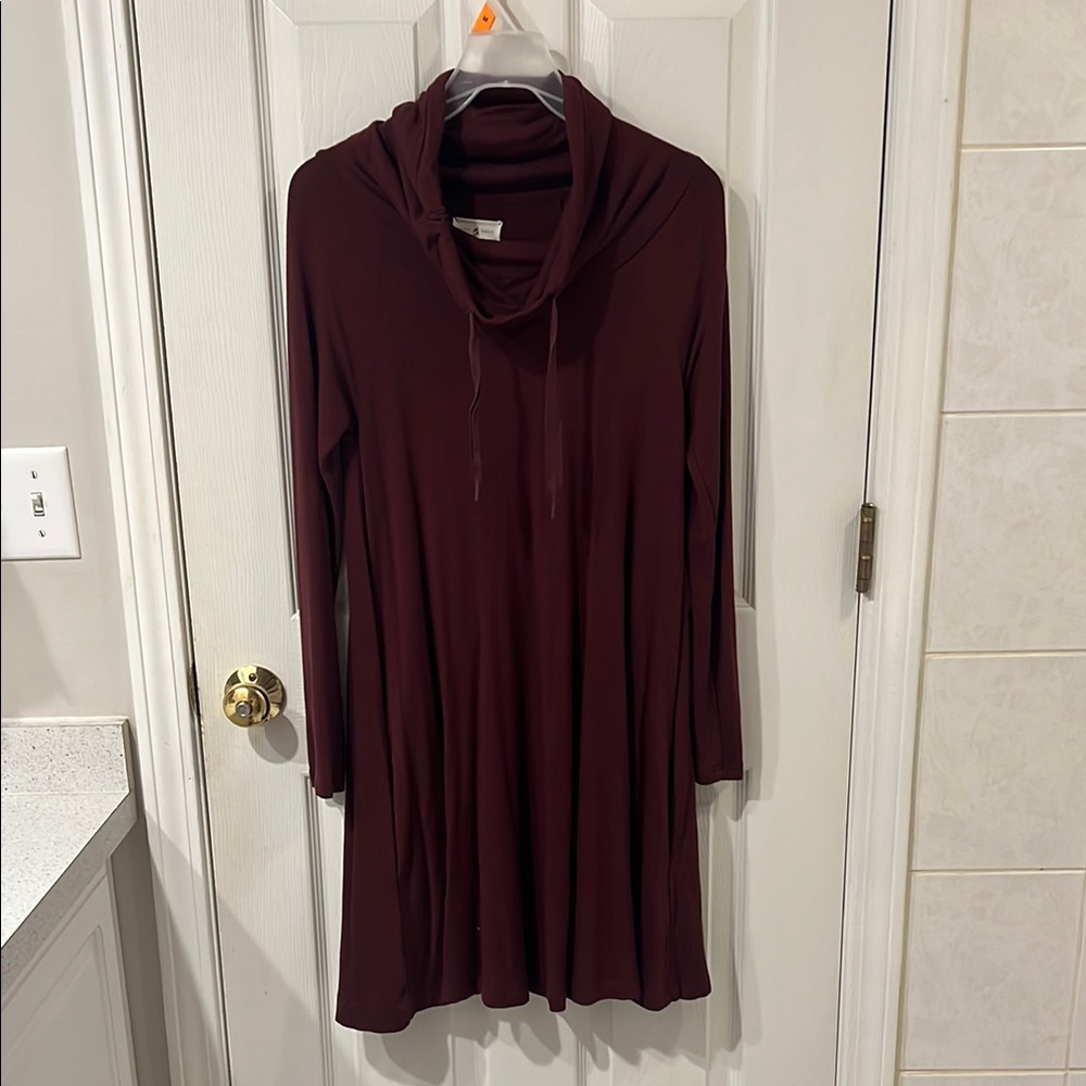 Lou & Grey Red Cowl Neck Long Sleeve Dress
